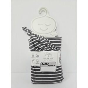 Toby Wrap Set NEW Grey White Stripe NYC hat wrap baby